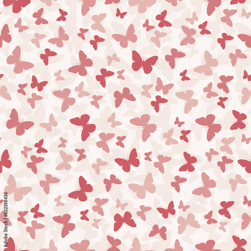 Cute seamless pattern with pink butterflies