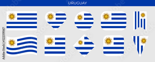 Uruguay flag set. Vector illustration isolated on white background photo