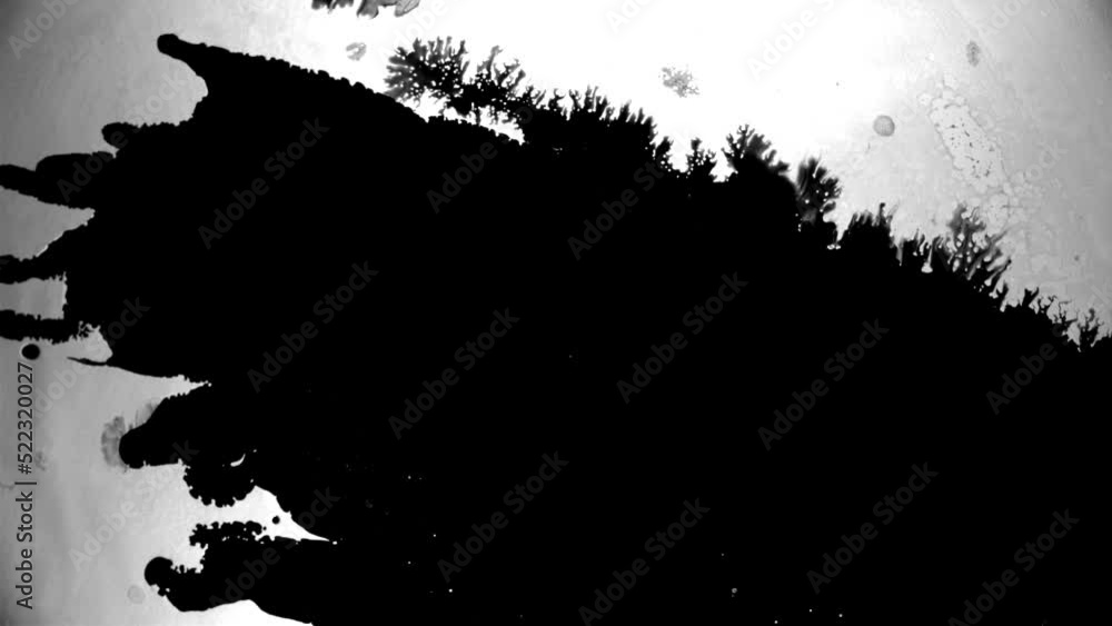 Abstract ink splatter transition in black and white seamless loop Abstract ink splatter transition in black and white seamless loop