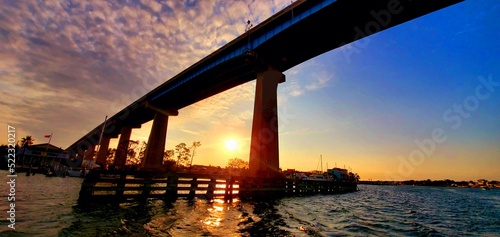 Sunset under Theo Baars Bridge, in Perdido Key, Florida, Intracoastal Waterway photo