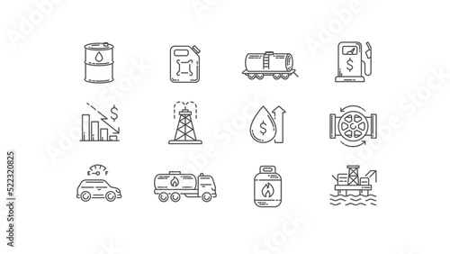 Minimal gas and oil icon set. Outline energy crisis icon collection. Simple line vector illustration.