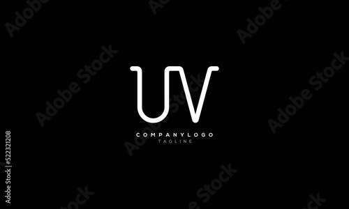 UV VU Abstract initial monogram letter alphabet logo design