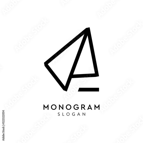 paper airplane line art monogram logo