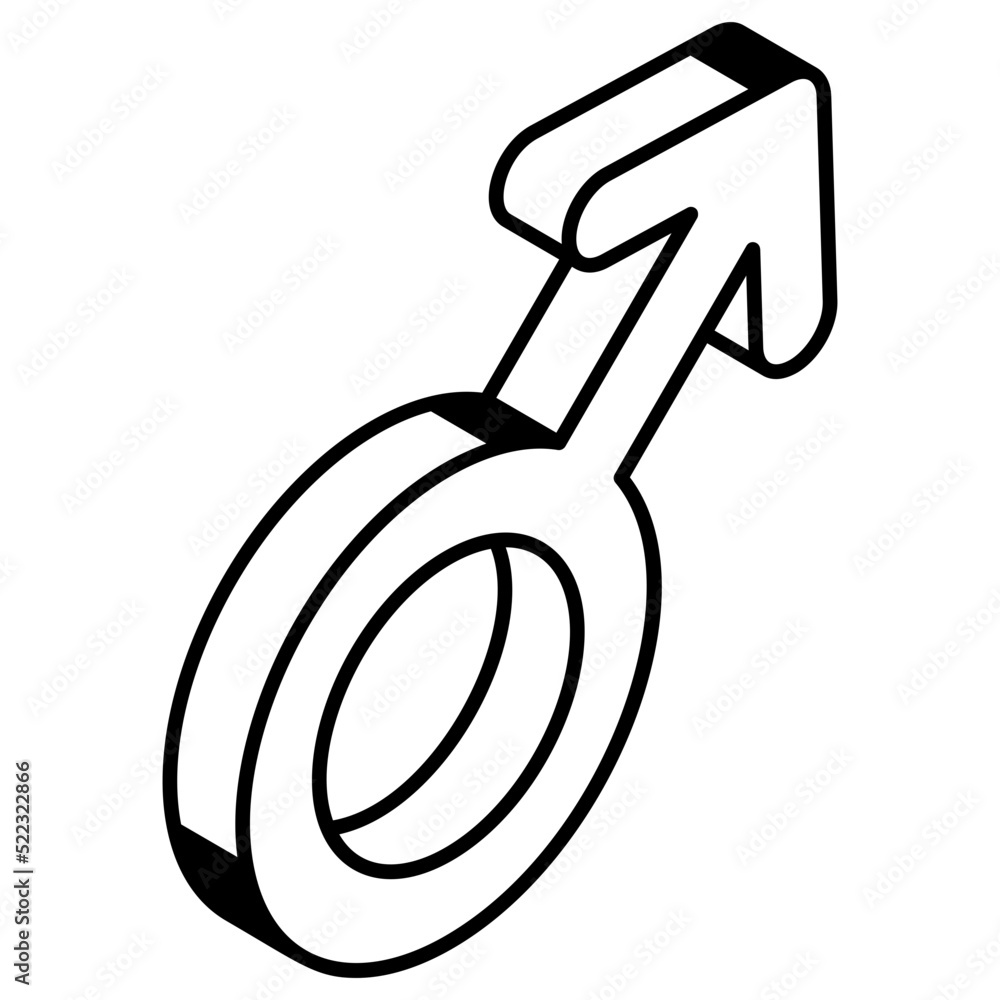 A male sign isometric line icon design A male sign isometric line icon design