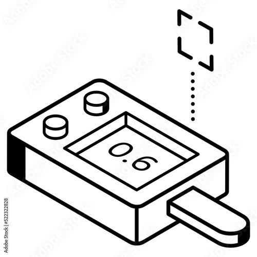 An isometric line icon of a glucometer