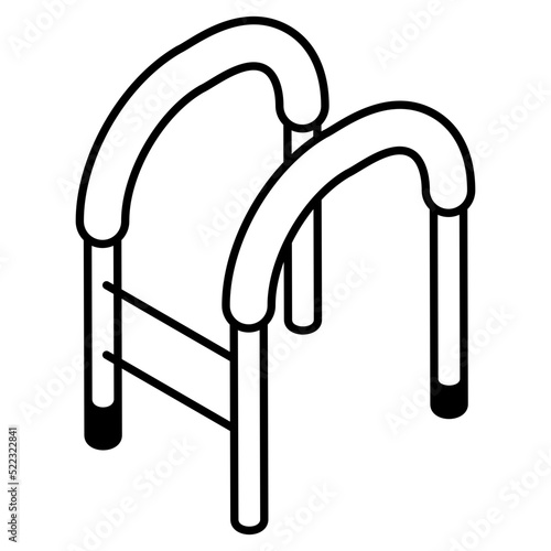 A medical aid walker line isometric icon