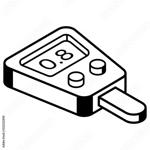 An isometric line icon of a glucometer