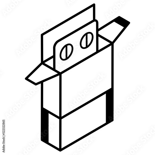 A modern pills strip isometric icon