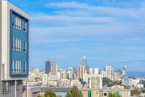 Photography View of commercial and residential buildings in San Francisco, California