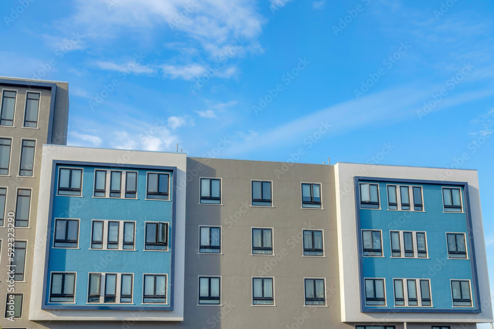 Modern apartment building with casement windows in San Francisco, California