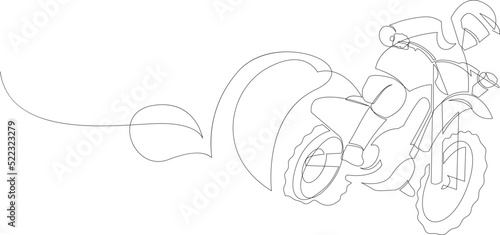 Tela One single line drawing of young motocross rider at race track vector illustration