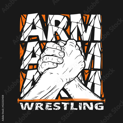 Illustration of competition on arm wrestling vector illustration on black background photo