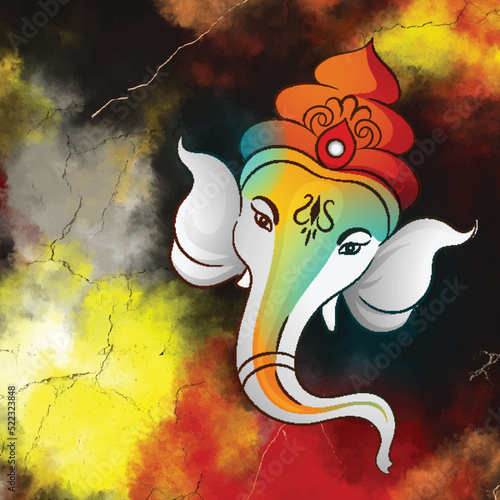 happy Ganesh Chaturthi traditional vector greetings,Design with ganpati Indian design color background.
