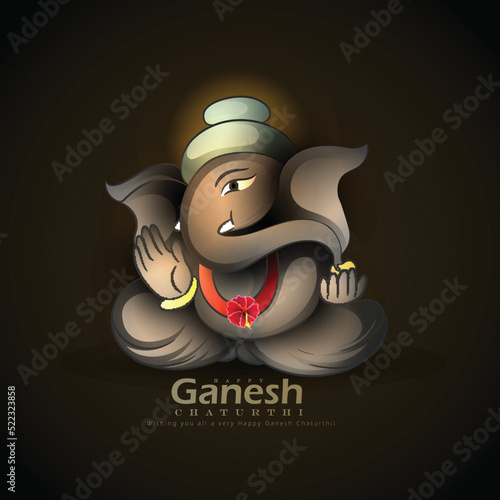 happy Ganesh Chaturthi traditional vector greetings,Design with ganpati Indian design color background.
