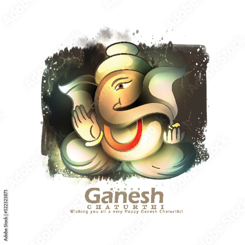 happy Ganesh Chaturthi traditional vector greetings,Design with ganpati Indian design color background.
