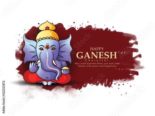 happy Ganesh Chaturthi traditional vector greetings,Design with ganpati Indian design color background.
