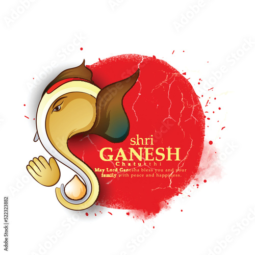 happy Ganesh Chaturthi traditional vector greetings,Design with ganpati Indian design color background.
