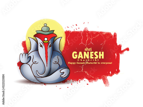 happy Ganesh Chaturthi traditional vector greetings,Design with ganpati Indian design color background.
