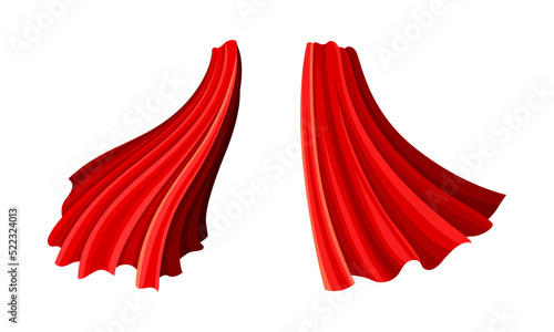 Flying capes set. Red carnival cloak, costume for superhero or vampire cartoon vector illustration