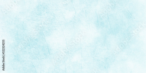 Sky blue watercolor background with watercolor stains, ocean blue paper texture, smooth cloudy sky blue background with bright vignette studio banner. Blue surface texture with stains.