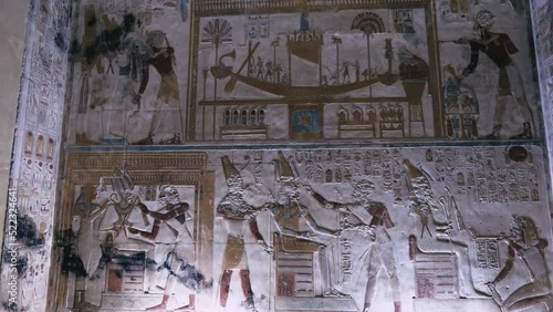 Wall Paintings In The Ancient Egyptian Temple Of Abydos photo