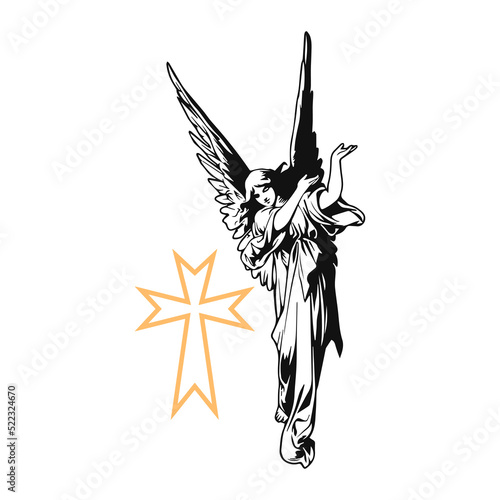 vector winged female angel concept