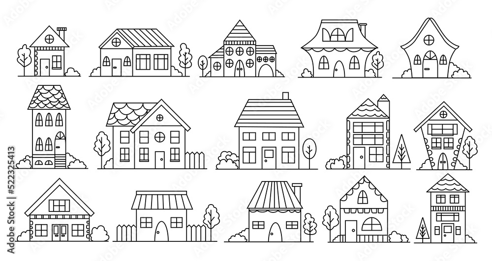 buildings doodles set