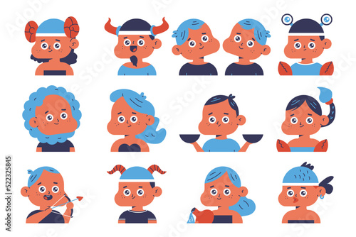 Zodiac sign vector cartoon characters set isolated on a white background.