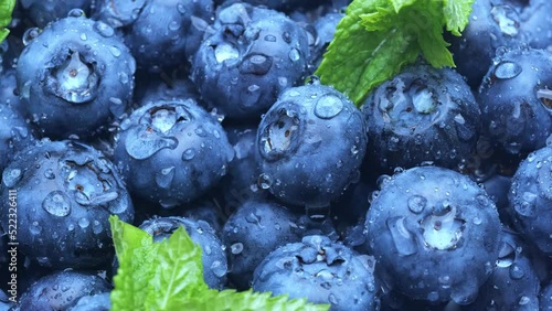 fresh blueberries close-up. blueberry food spinning slowly