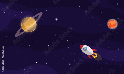 Cute space background. Outer space, travel through the universe.