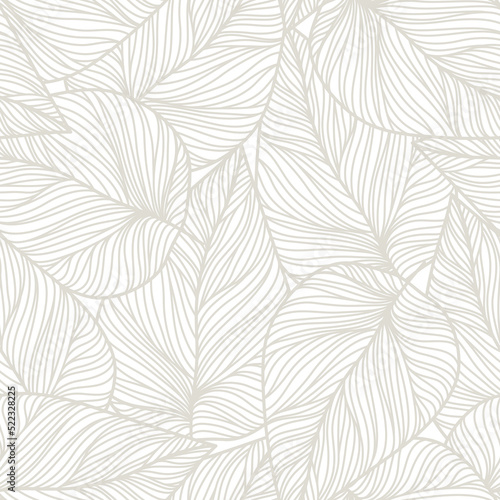Abstract seamless pattern with leaves , Grey and white summer floral background. Vector pattern on a modern style.