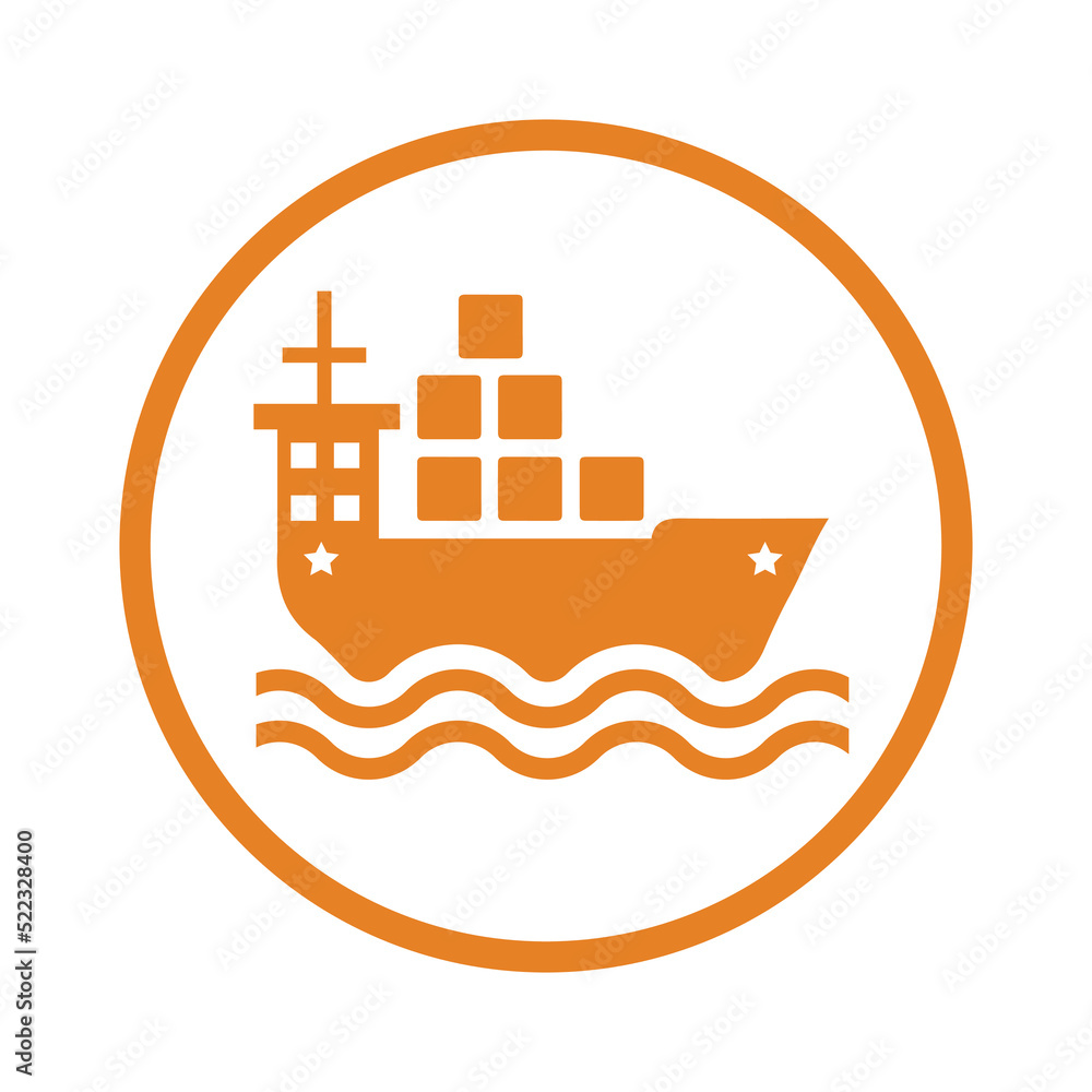 Box, cargo, shipping icon. Orange vector design.