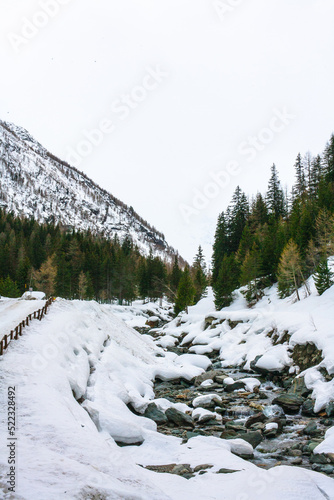 Snowy River in Aosta Valley, Gran Paradiso Park in Italy