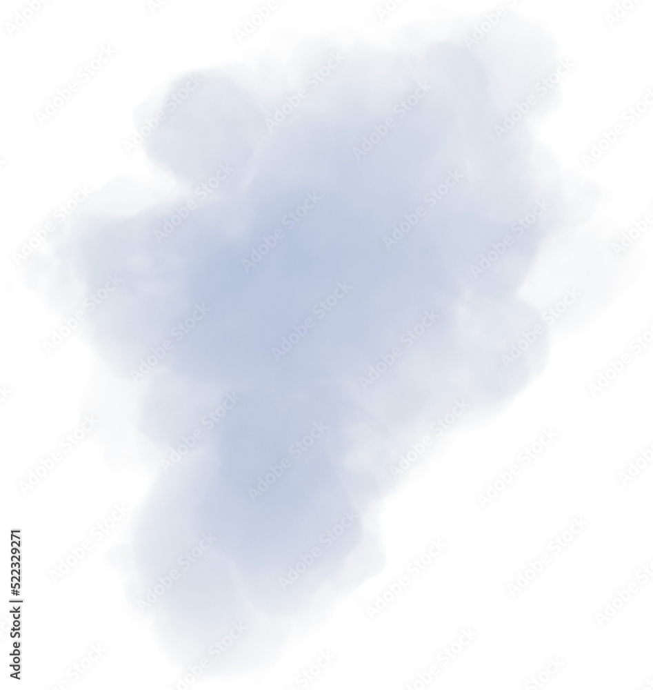 Realistic grey isolated fluffy cloud on the transparent background. 3d rendering 