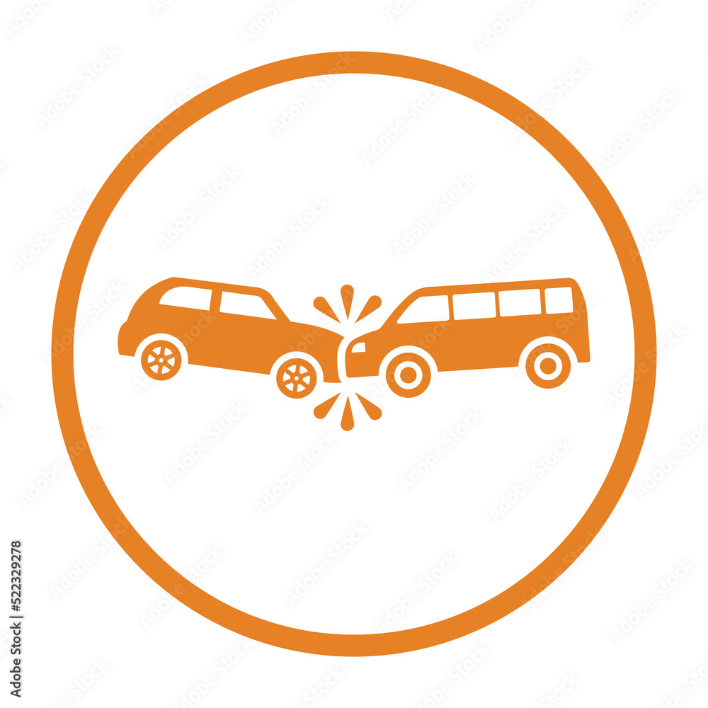 Accident, car Icon. Orange vector design.