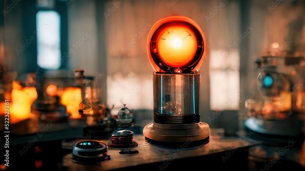A light bulb on the top of a brown table inside the garage A light bulb on the top of a brown table inside the garage