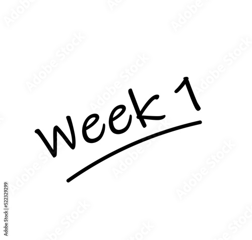 week 1 memo note. vector illustration message in black lettering. schedule or plan heading 