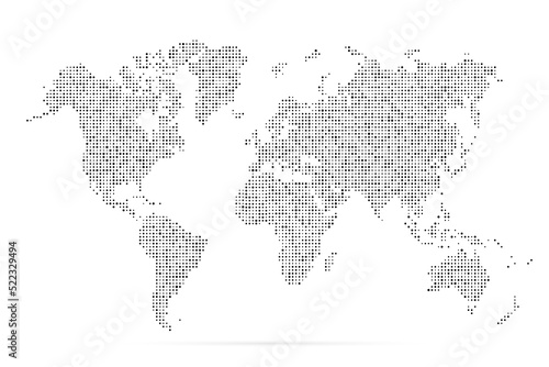 World map. Simple flat dot. Worldmap dotted global. Globe point. World maps circle. Worldwide continents isolated on white background. Silhouette center for design print. Planet abstract bg. Vector
