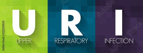 URI Upper Respiratory Infection - contagious infection of the upper respiratory tract,  acronym text concept background photo