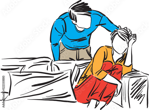 couple man and woman wife and husband talking discussing conversation vector illustration