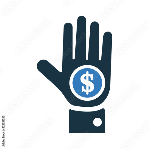 Exchange, hand money, pricing icon. Simple vector sketch.