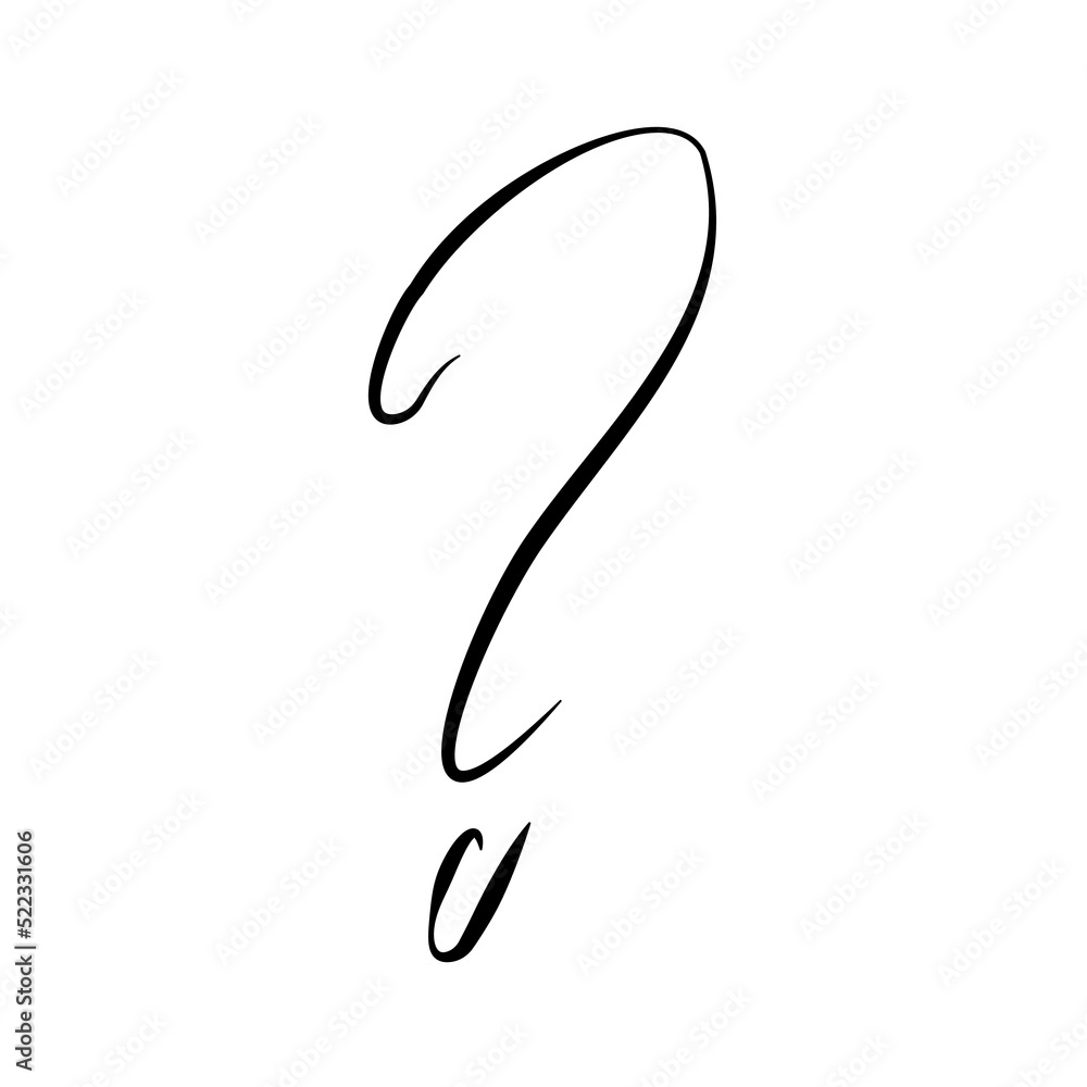 Handwritten Decorative Question Mark On White Background Calligraphy handwritten-decorative-question-mark-on-white-background-calligraphy