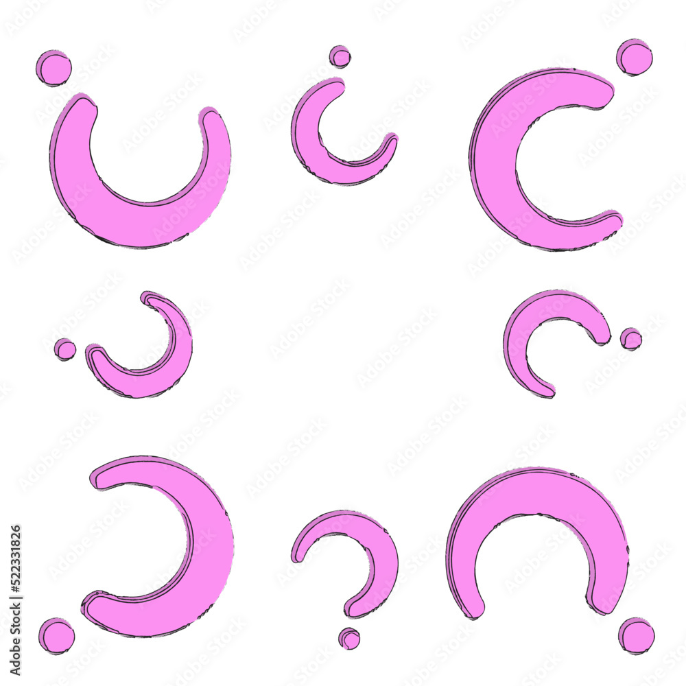 Pink question marks on a white background with space for text in the ...