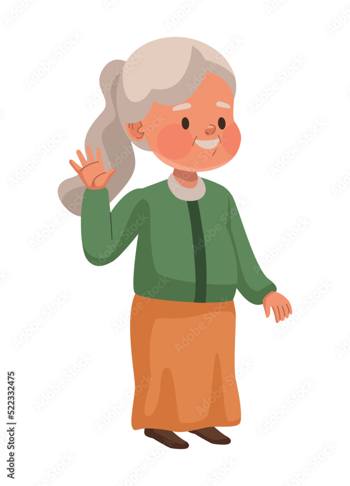 old woman saludating