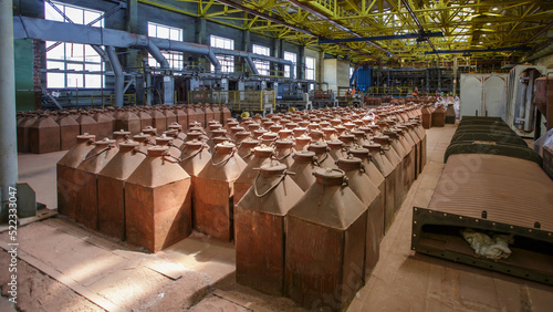 Containers with pure copper powder. photo