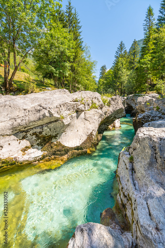 Clear water of Soca River at Small Soca Gorge