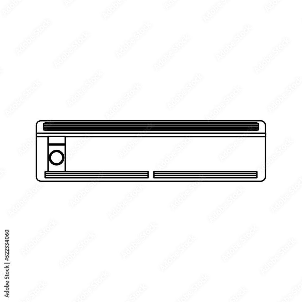 Air conditioner climate vector icon outline. Symbol temperature illustration cooling isolated white and conditioning house sign line thin Air conditioner climate vector icon outline. Symbol temperature illustration cooling isolated white and conditioning house sign line thin