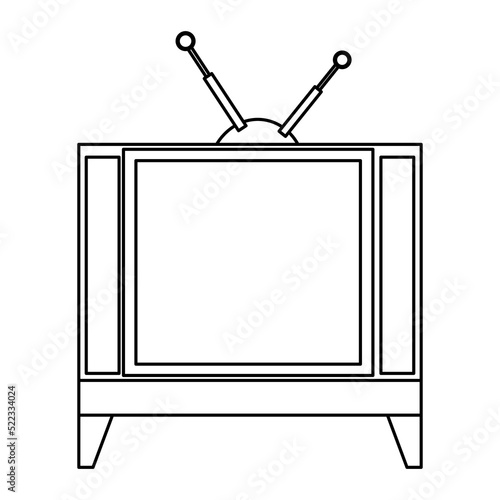 TV technology screen television vector illustration icon outline. Display electronic design isolated white equipment line thin