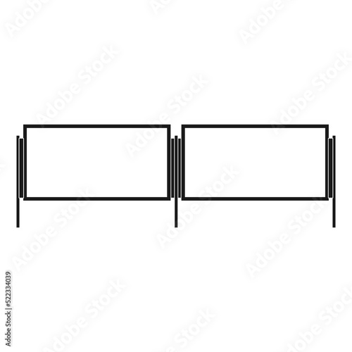 Highway fence road vector icon illustration solid black. Barrier street traffic danger and construction protection isolated white