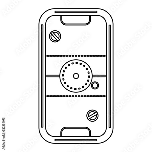 Air hockey table game vector icon illustration outline. Entertainment play fun isolated white background and indoor leisure competition line thin